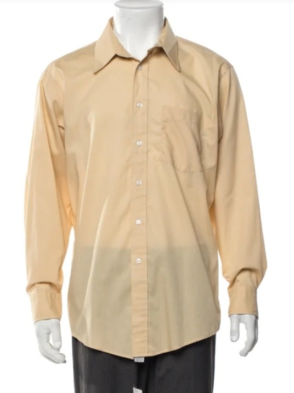 Dior Vintage Men's Button-Front Dress Shirt in Butter Yellow